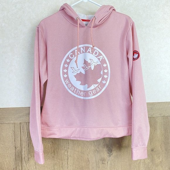 Canada Weather Gear Tops - Canada Weather Gear Pink Women's Logo Printed Fleece Hoodie Sweatshirt Small